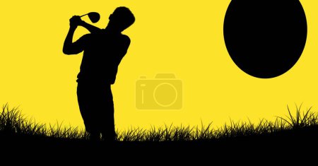 Téléchargez les photos : Composite numérique de l'homme jouant au golf - en image libre de droit