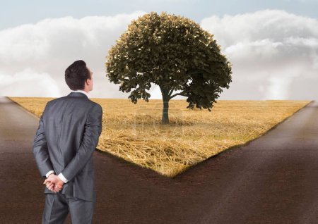Photo for Digital composite of business man choosing direction - Royalty Free Image