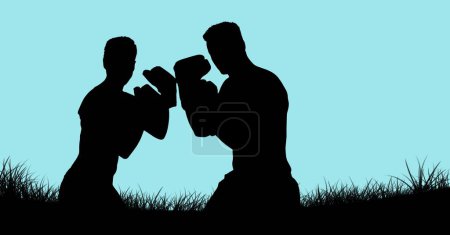 Téléchargez les photos : Ombre de deux boxeurs avec gants - en image libre de droit