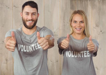 Photo for Digital composite of volunteers thumbs up - Royalty Free Image