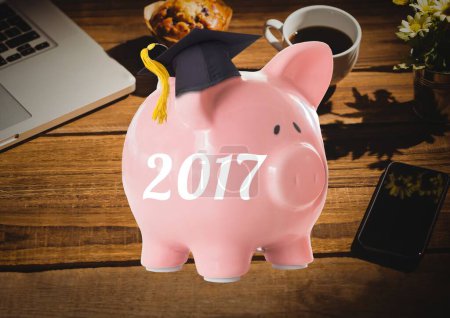 Photo for Digital composite of piggy bank with 2017 - Royalty Free Image
