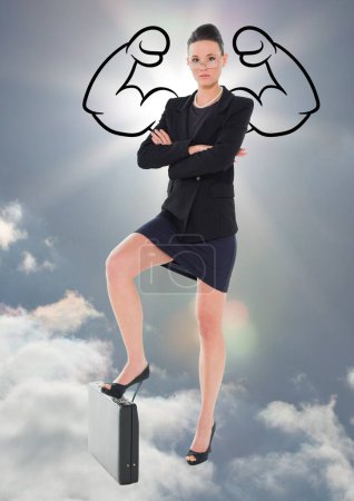 Photo for Digital composite of woman with strong arms - Royalty Free Image