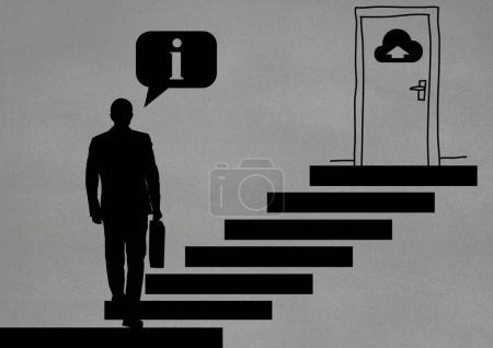 Photo for Composite of man walking up the stairs - Royalty Free Image