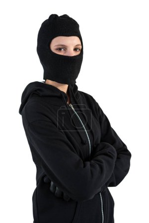 Photo for Portrait of female hacker standing with arms crossed - Royalty Free Image