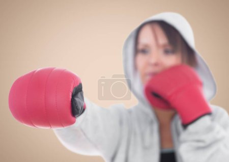 Photo for Female boxer practicing boxing - Royalty Free Image