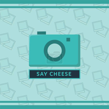 Foto de Imagen vectorial de la cámara con texto decir queso - Imagen libre de derechos