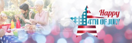 Photo for Composite image of digitally generated image of american flag with text - Royalty Free Image