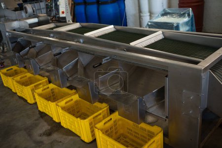 Photo for Yellow crate kept next to the conveyor belt - Royalty Free Image