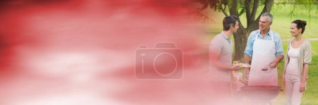 Téléchargez les photos : Famille chez bbq avec transition rouge floue - en image libre de droit