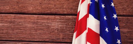 Photo for "American flag on a wooden table" - Royalty Free Image