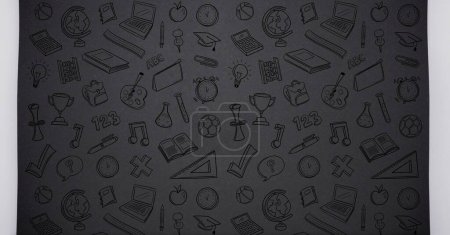 Photo for Education drawing icons on blackboard - Royalty Free Image
