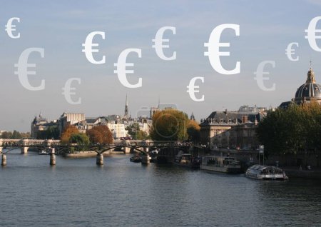 Photo for City with Euro currency icons - Royalty Free Image