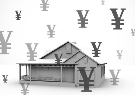 Photo for 3D home with Yen currency icons - Royalty Free Image