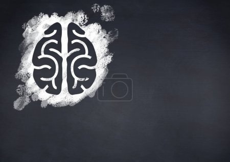 Téléchargez les photos : Icône du cerveau sur le tableau noir - en image libre de droit