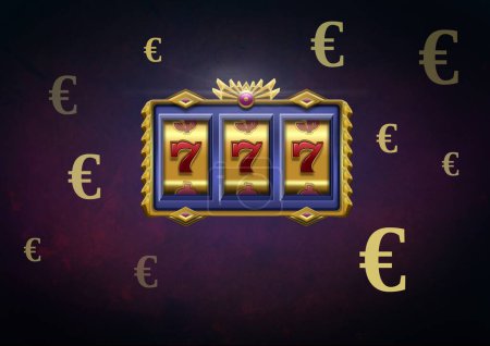 Photo for Casino 7's slot machine with Euro currency icons - Royalty Free Image