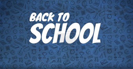 Photo for Back to school text with school graphics on blackboard - Royalty Free Image