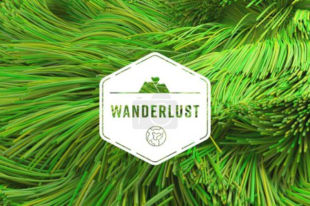 Photo for Wanderlust icon against green color lines background - Royalty Free Image
