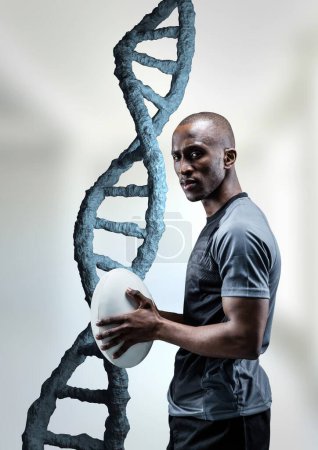 Foto de Hombre jugador de fútbol con hebra de ADN 3D - Imagen libre de derechos