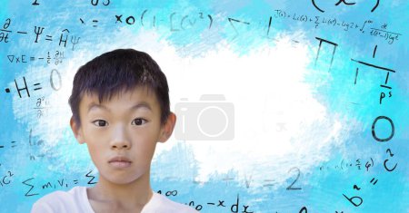 Photo for Boy in front of math equations - Royalty Free Image