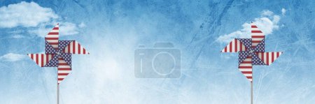 Photo for USA wind catchers in front of sky, colorful picture - Royalty Free Image