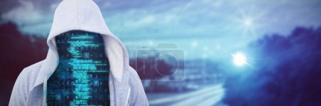 Téléchargez les photos : Image composite de voleur en sweat à capuche gris - en image libre de droit