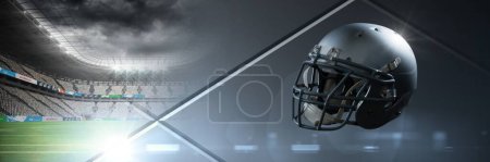 Photo for American football helmet with stadium transition - Royalty Free Image