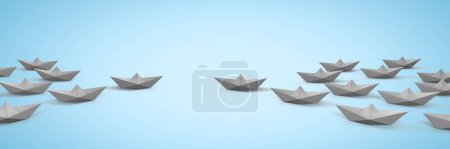 Foto de Grupo de barcos de papel 3d - Imagen libre de derechos