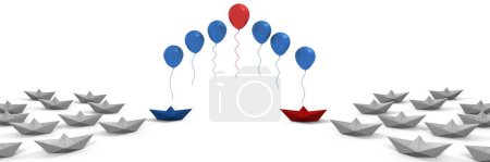 Photo for Paper boats with balloons - Royalty Free Image