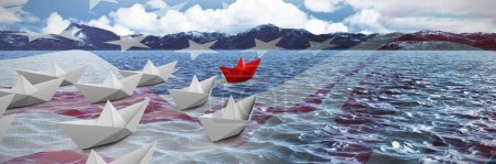 Photo for Composite image of paper boats arranged - Royalty Free Image