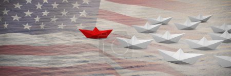 Photo for Composite image of digital composite image of paper boats - Royalty Free Image