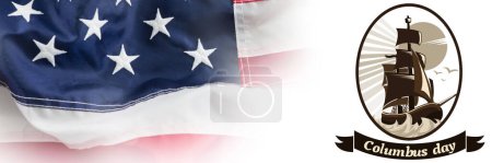 Téléchargez les photos : Image composite du logo de l'événement American event Columbus day - en image libre de droit