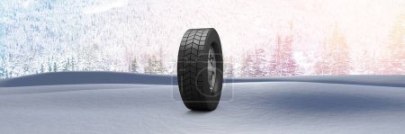 Photo for Tyre in Winter snow landscape - Royalty Free Image