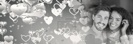 Photo for Couple with valentine's love hearts - Royalty Free Image