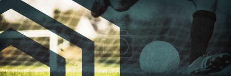 Photo for Goalkeeper kicking ball away from goal - Royalty Free Image