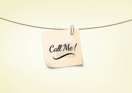 Photo for Call me text on post it on wash line - Royalty Free Image