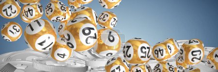 Téléchargez les photos : Image composite de boules de loterie avec des numéros - en image libre de droit