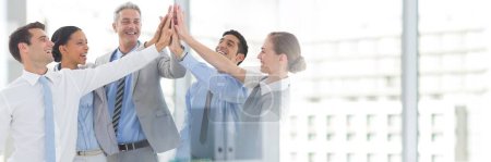 Photo for Teamwork transition with business people joining hands - Royalty Free Image