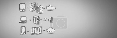 Photo for Servers network drawing doodles - Royalty Free Image