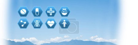 Téléchargez les photos : Interface médicale icônes hexagonales - en image libre de droit