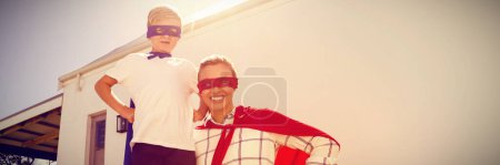 Photo for Mother and son playing super heroes - Royalty Free Image