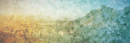 Photo for Grunge background with an image of city - Royalty Free Image