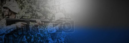 Photo for Military soldiers aiming with rifles - Royalty Free Image