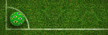Foto de Imagen compuesta de fútbol en colores brasileños - Imagen libre de derechos