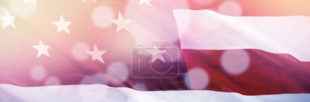 Foto de Primer plano de la bandera estadounidense sobre fondo borroso - Imagen libre de derechos