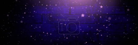 Photo for Stars over Vignette and light on purple brick wall background - Royalty Free Image