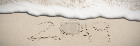 Photo for 2019 written in the sand - Royalty Free Image