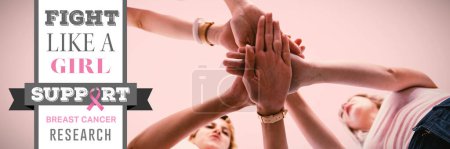 Photo for Composite image of woman joining hands for breast cancer awareness - Royalty Free Image