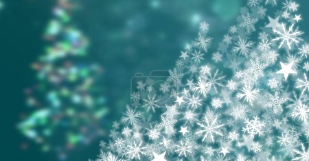 Foto de Copos de nieve y luces. fondo de Navidad - Imagen libre de derechos