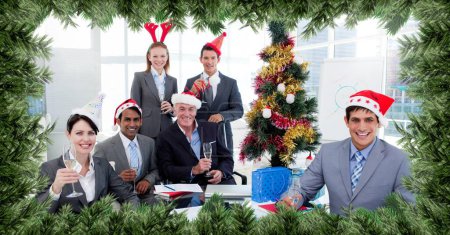 Photo for Christmas tree border and office Christmas party - Royalty Free Image