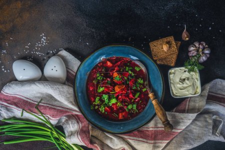 Photo for "Ukrainian beetroot soup borscht" - Royalty Free Image